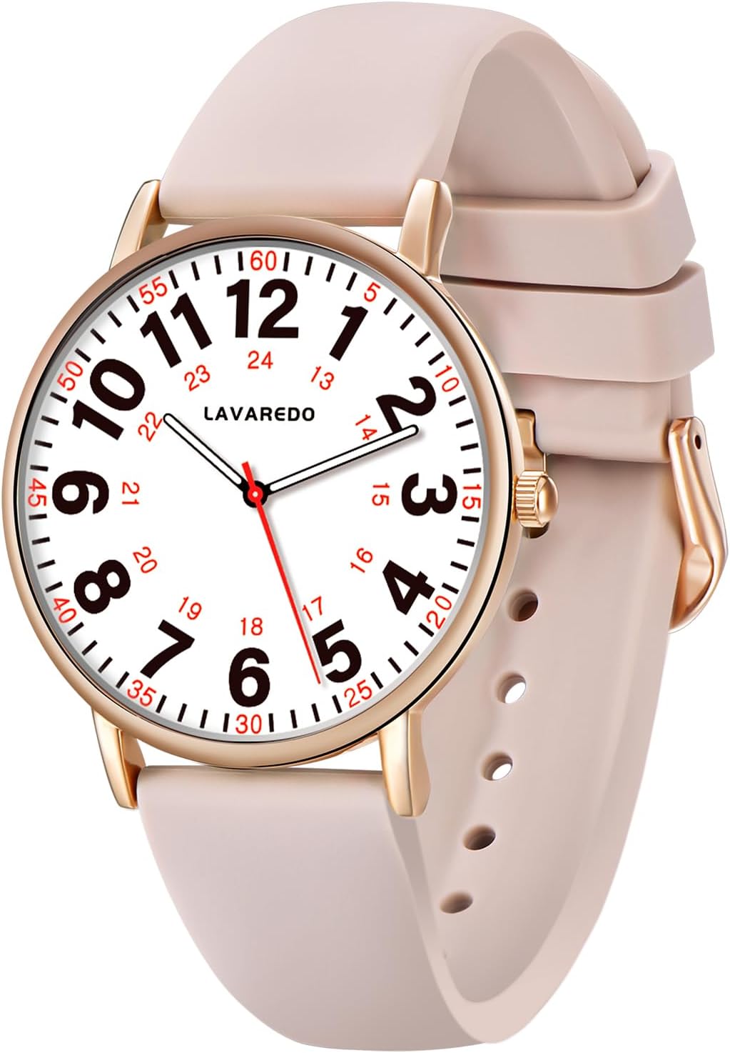 Waterproof Nurse Watch with Luminous Dial - Easy Read, Military Time, Silicone Band