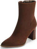 Womens Ankle Boots Pointed Toe Chunky Heel - Comfortable 3.35in