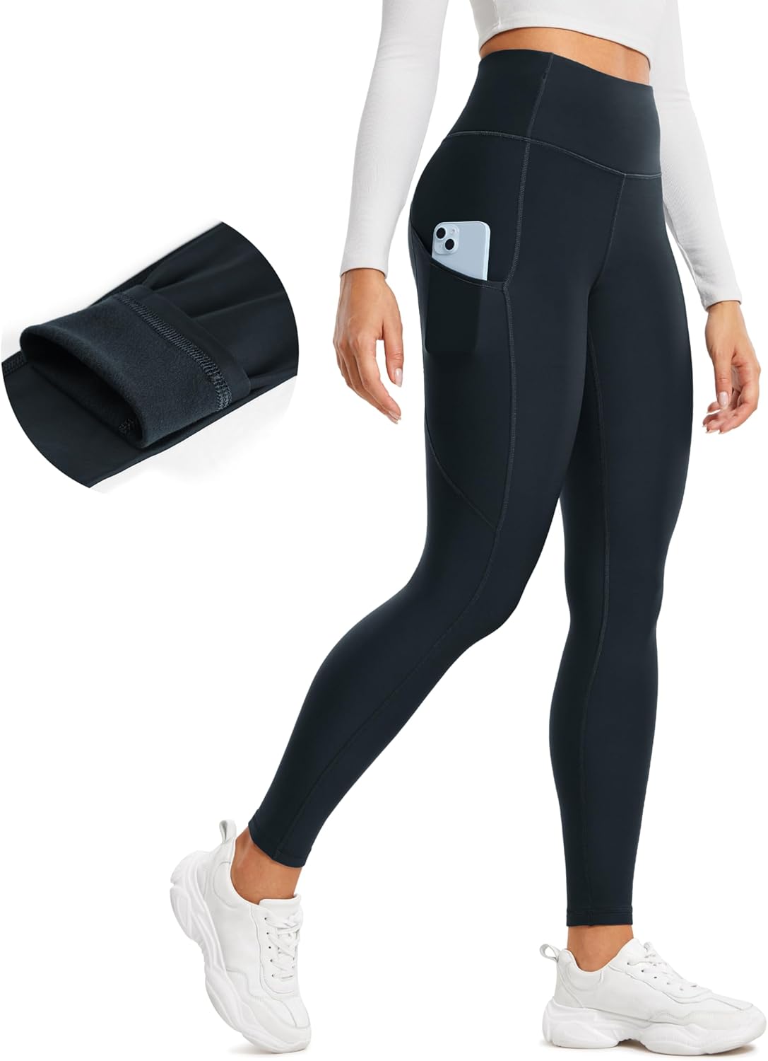 CRZ YOGA Womens Fleece Lined Leggings for Winter Warmth