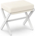 Foldable Foot Stool Ottoman with Bamboo X Legs - Compact Padded
