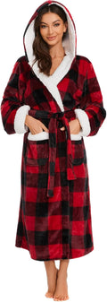 ccko Plush Robes For Women Fleece Hooded Bathrobe - Cozy