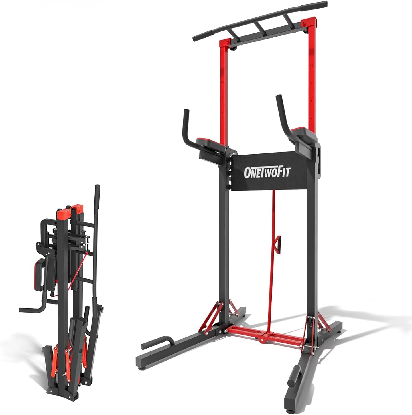 ONETWOFIT Foldable Power Tower for Home Gym Strength Training