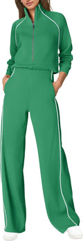 Womens Jumpsuit Long Sleeve Mock Neck Wide Leg - Comfortable Fit