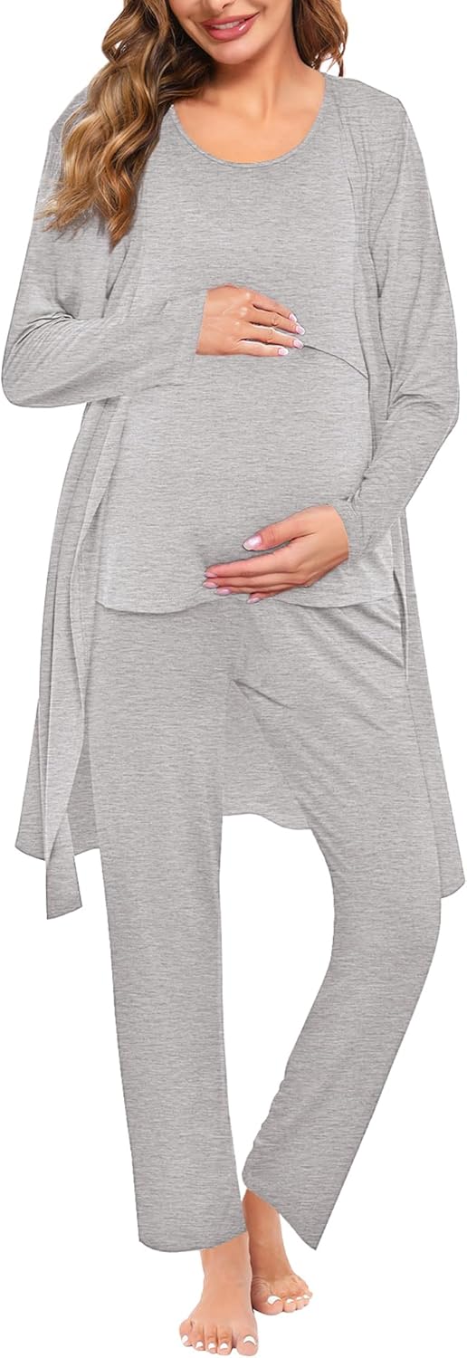 SWOMOG Maternity Nursing Robe Set for Comfortable Breastfeeding
