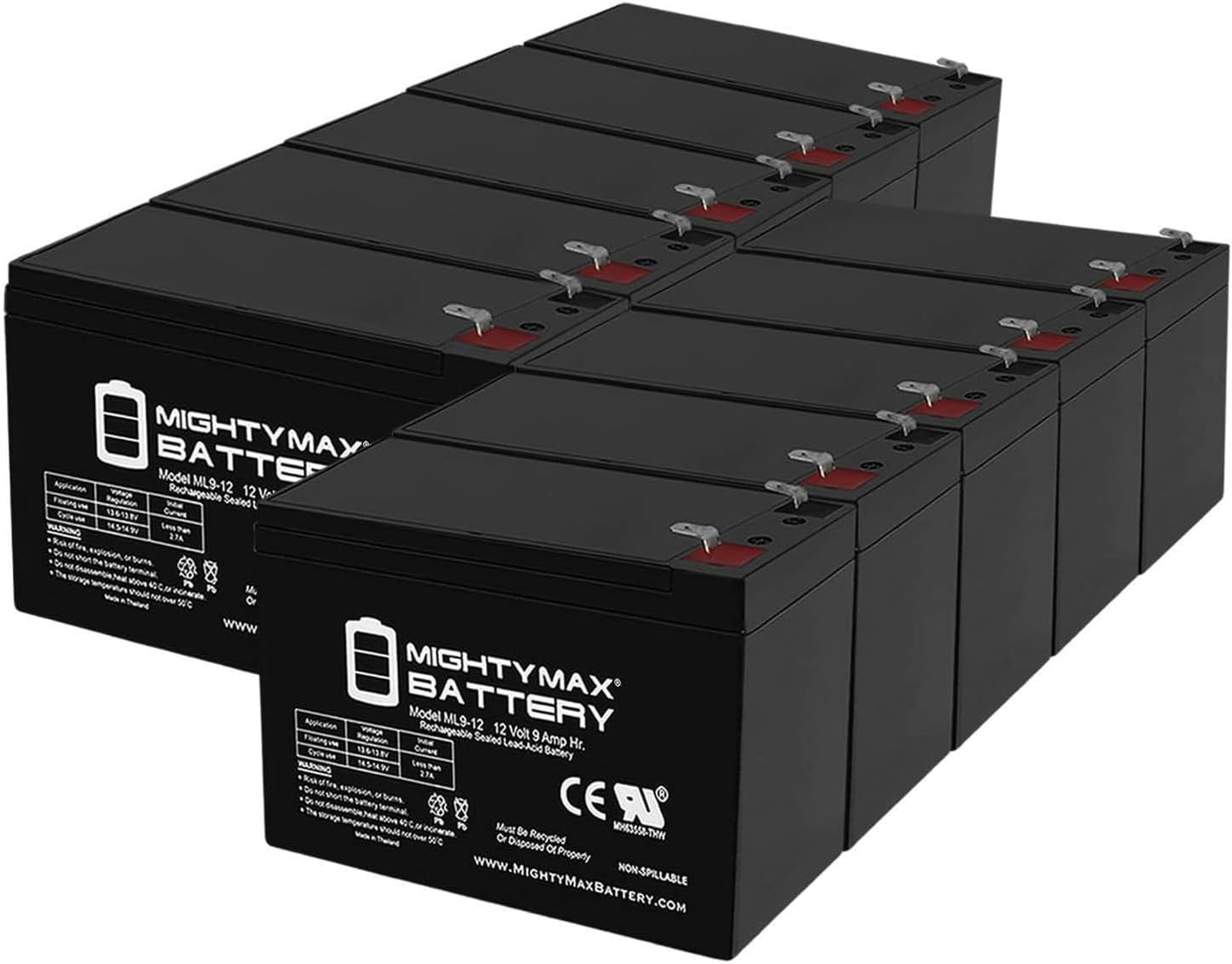 Mighty Max Battery ML9-12 Pack of 10 - Reliable SLA Power