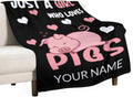 Personalized Pig Blanket 60x80 Flannel Throw - Custom Name Gift