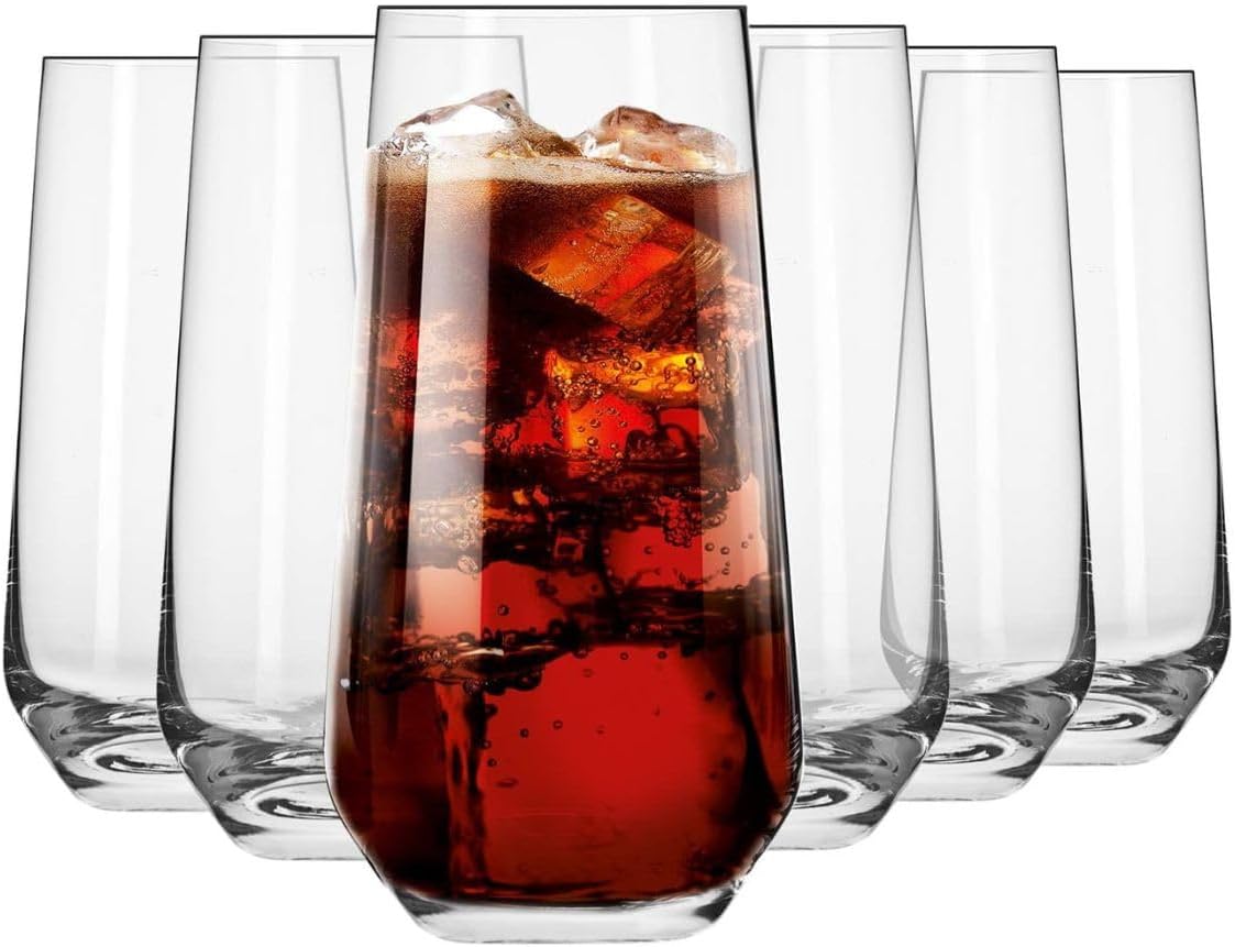 Set of 6 Krosno Crystal Glasses, 16.2 oz, Splendour Collection - Dishwasher Safe