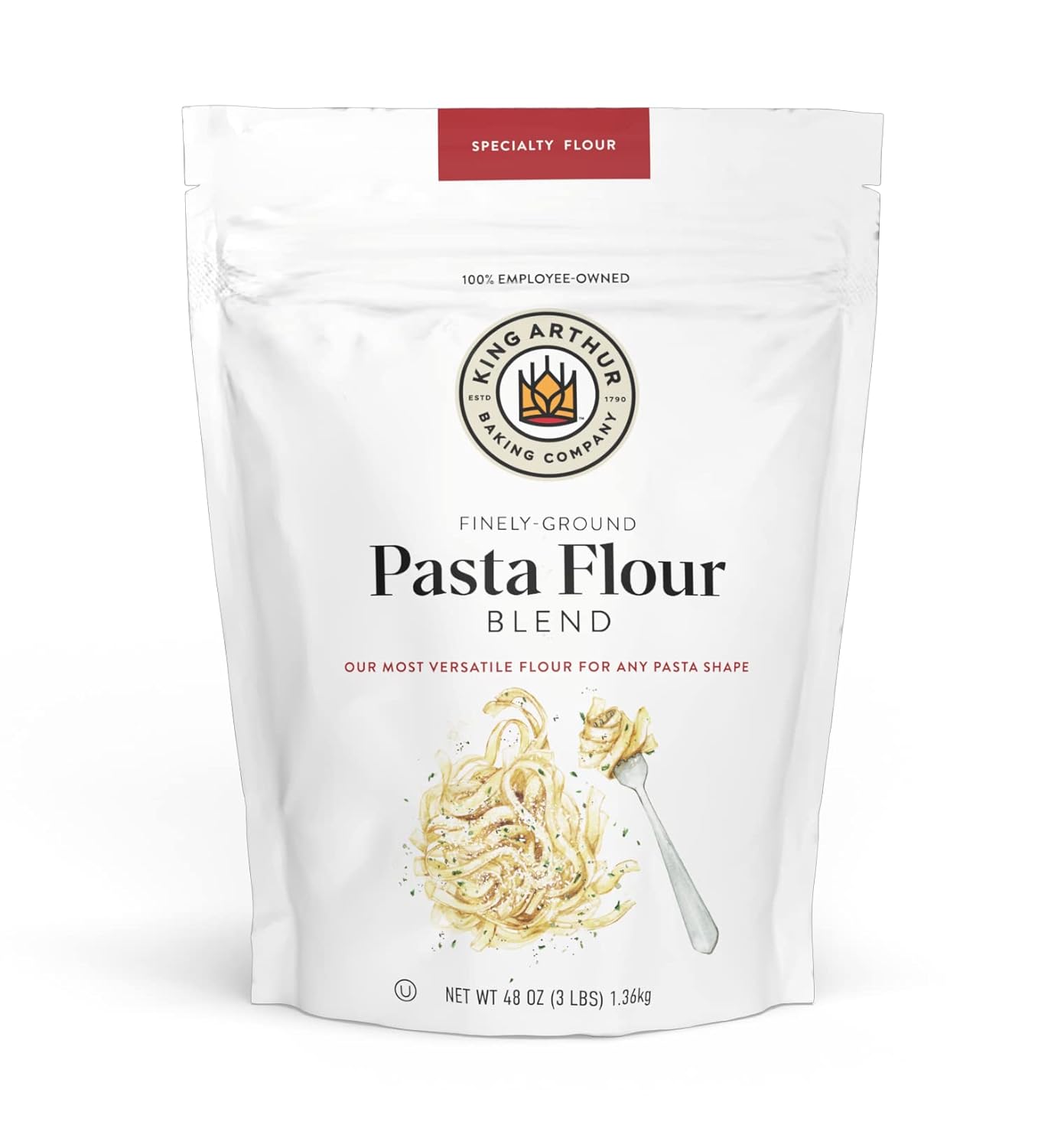 King Arthur Finely Ground Pasta Flour Blend, 3lb - Pure White