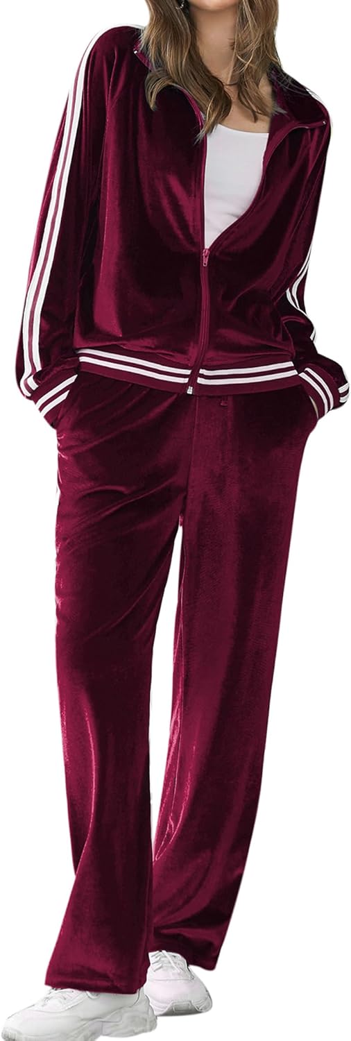 Ekouaer Women's Velvet Velor Tracksuits for Cozy Comfort