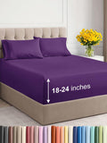 Extra Deep Twin XL Purple Sheet Set - 4 Piece Cooling Microfiber