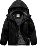 Boy's Waterproof Ski Jacket with Fleece Hood - Warm Winter Coat