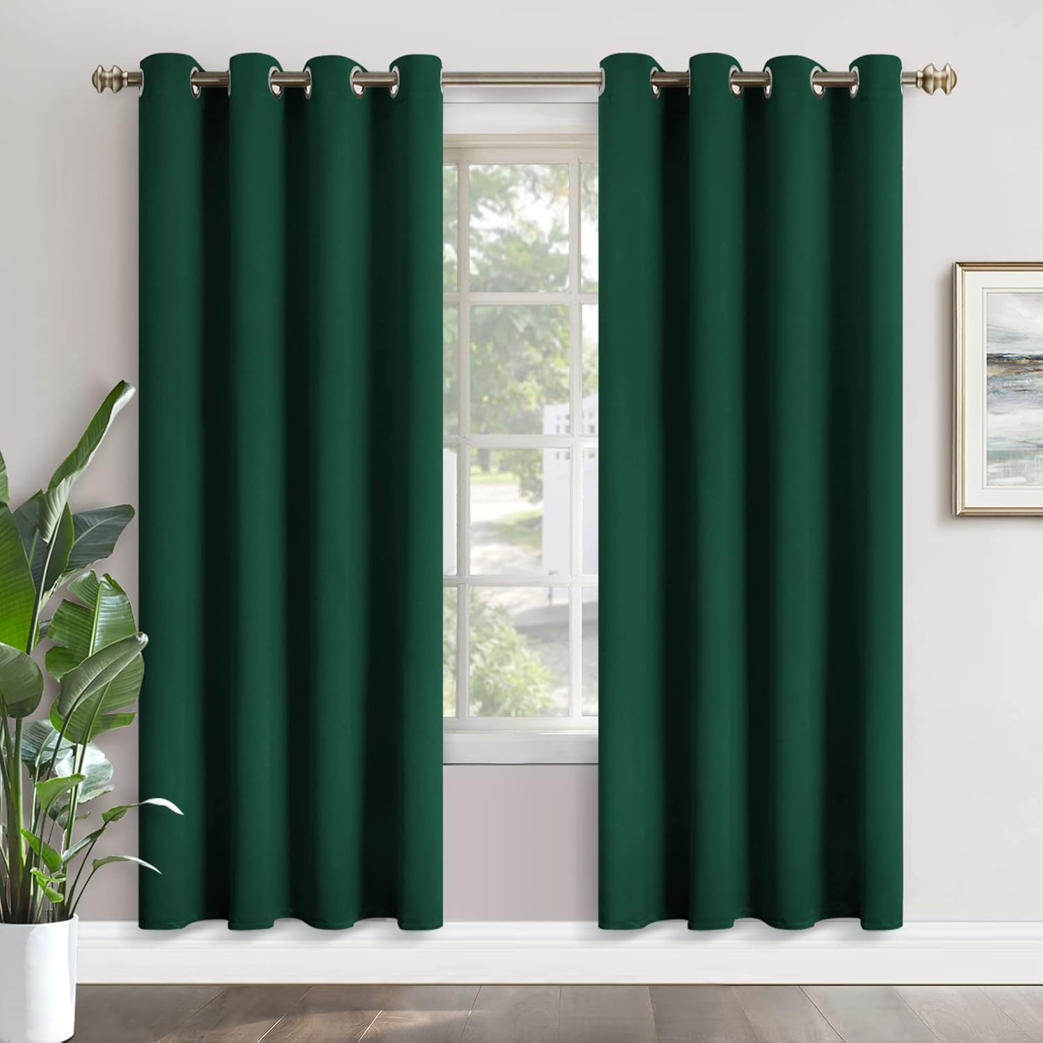 Emerald Green Blackout Curtains for Living Room - 80 Inch Length