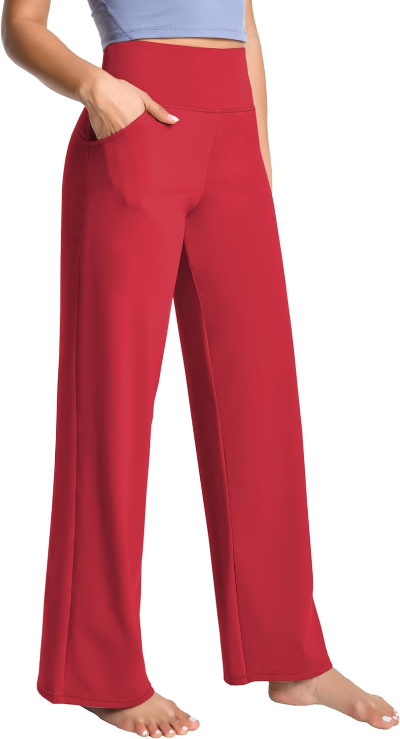High Waist Wide Leg Yoga Pants for Women by BUBBLELIME