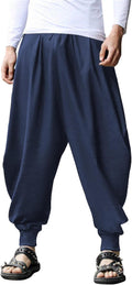 Men Linen Cotton Harem Pants - Baggy Yoga & Beach Trouser