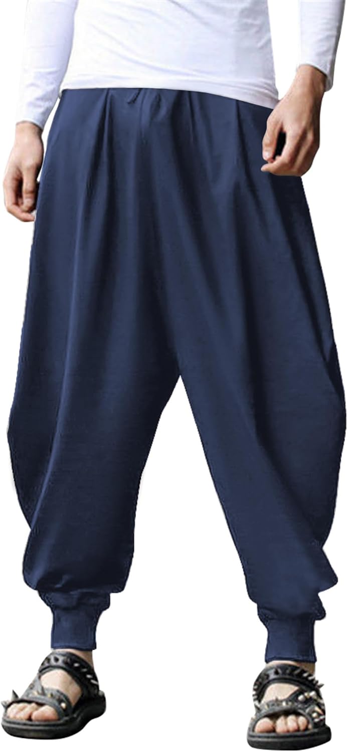 Hippie Harem Pants for Men - Boho Yoga Pants for Summer