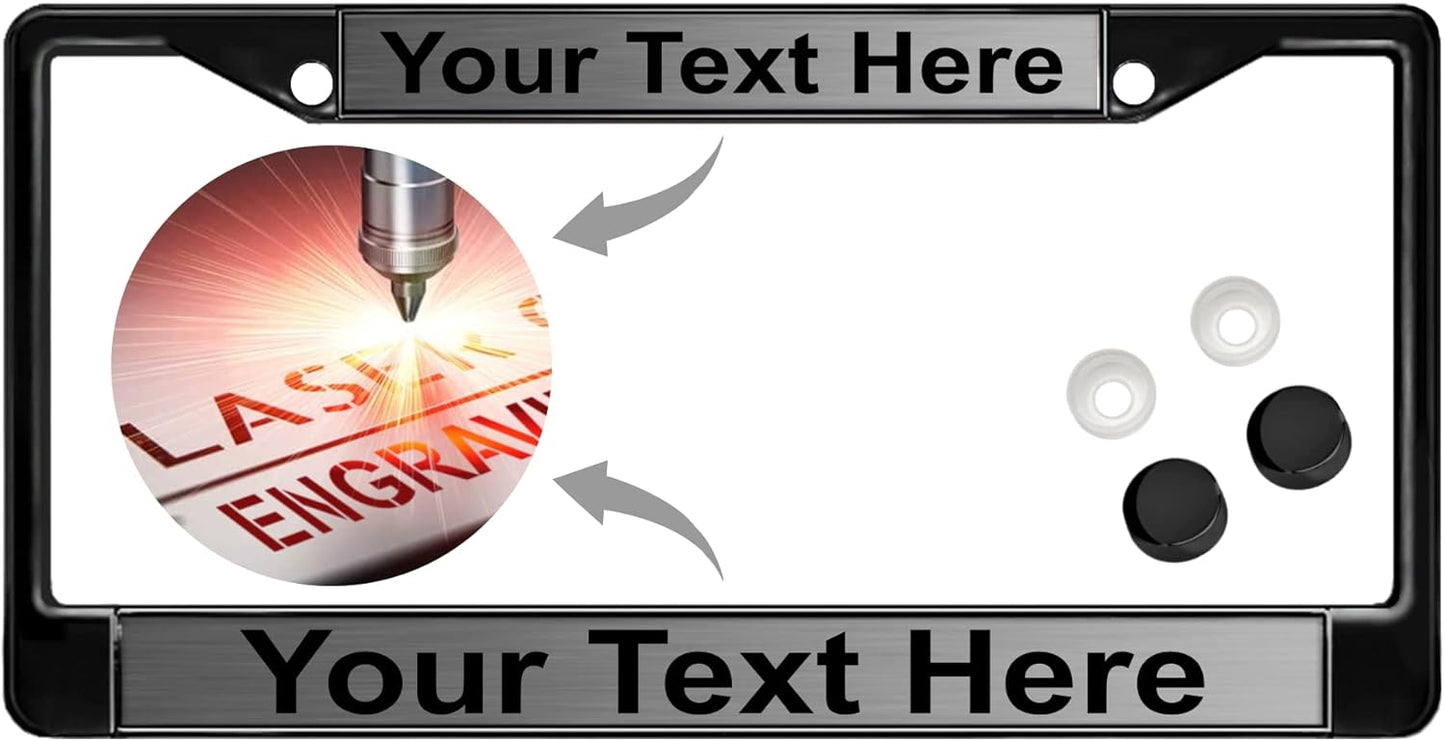 Custom Personalized Black Powder-Coated Metal License Plate Frame