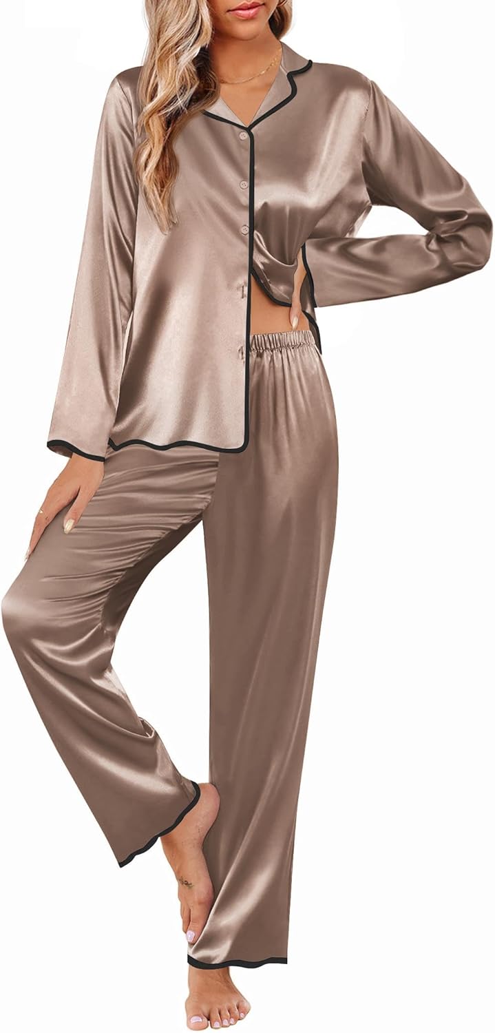 Ekouaer Silk Pajamas Set for Women - Elegant Satin PJs