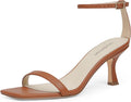 Womens Brown Heeled Sandals Square Open Toe Kitten Heel - Modatope