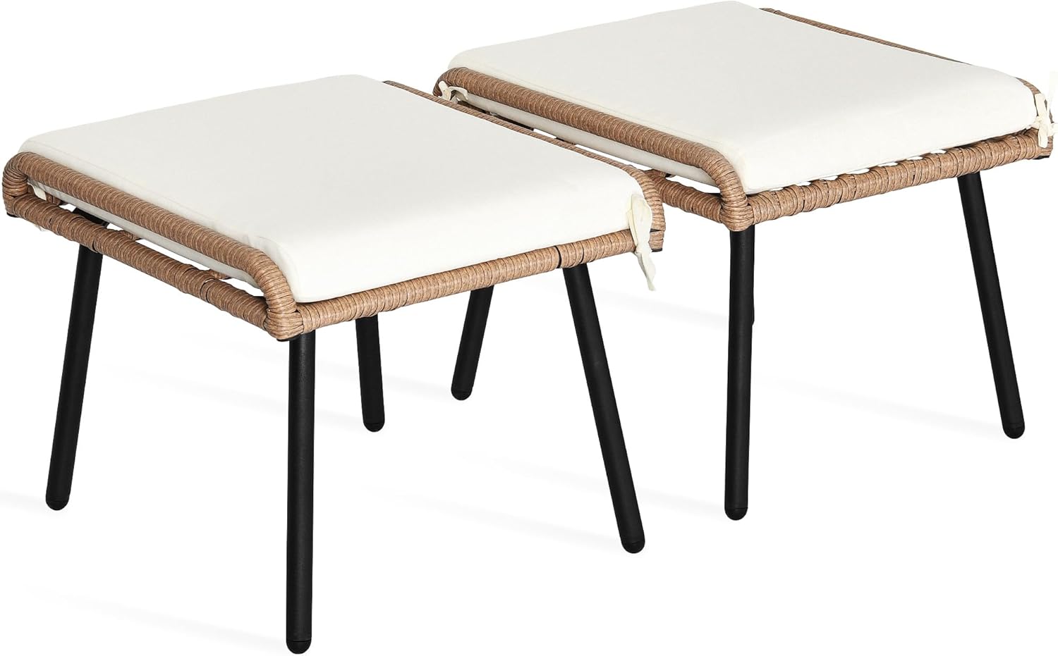 YITAHOME 2-Piece Outdoor Wicker Ottoman Set for Relaxation