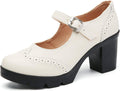 Stylish DADAWEN Women's Low Block Heels Mary Jane Pumps for Easy Wear