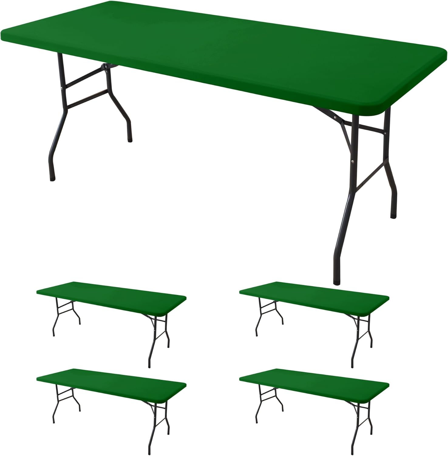 Fitted Tablecloth for 8 Foot Rectangle Tables - 4 Pack Green