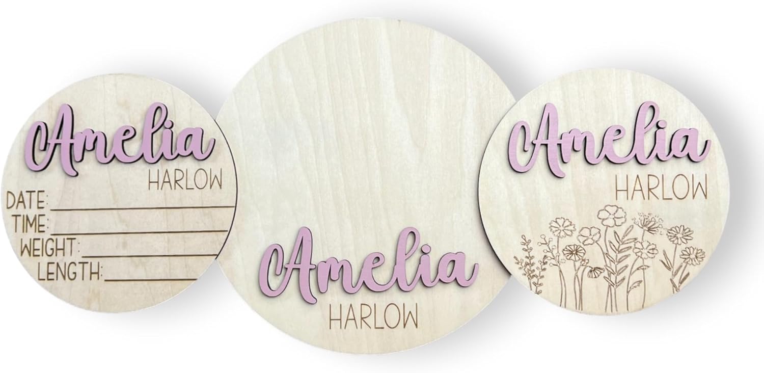 Personalized Birth Announcement Name Sign Bundle for Newborns