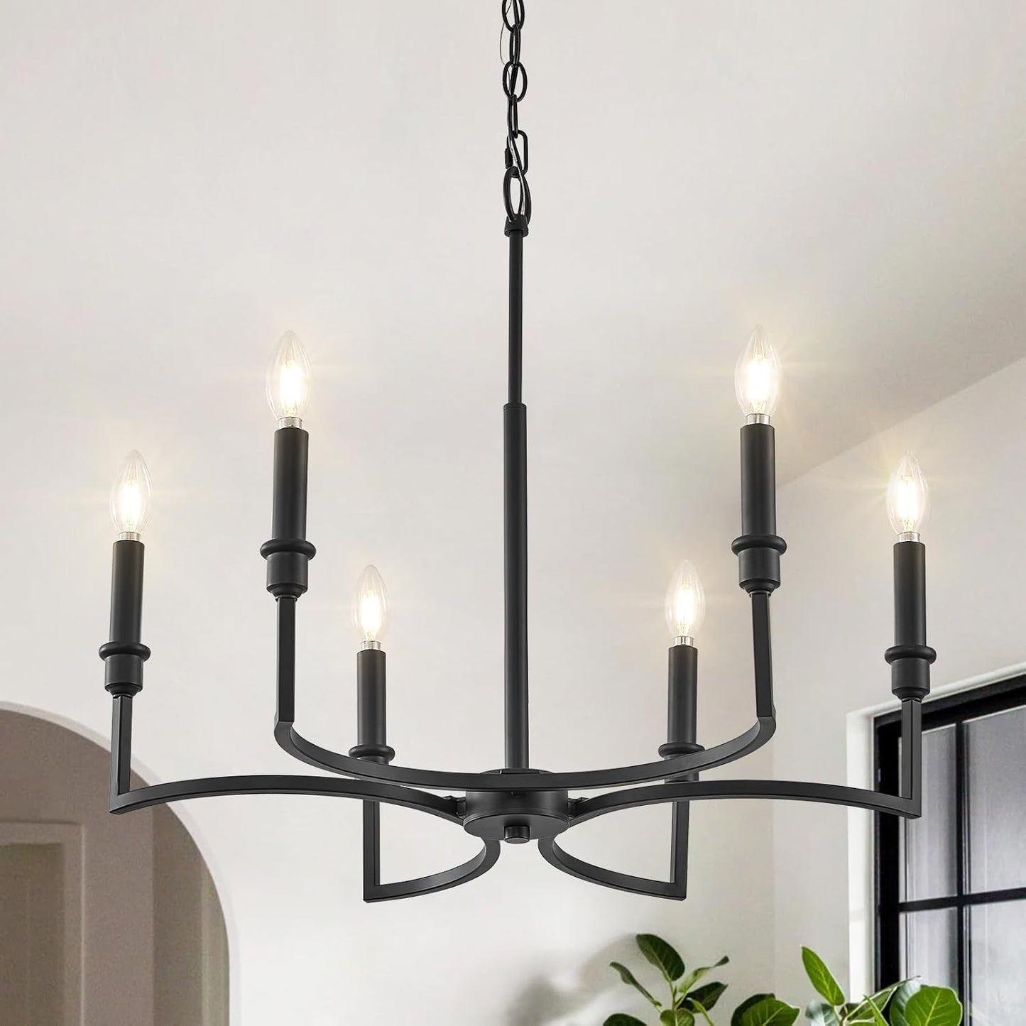Black Chandelier 6-Light Fixture for Dining Room and Kitchen