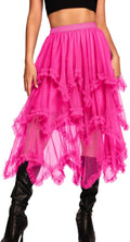 Long Tulle Skirt High Waisted Asymmetrical Ruffle Skirt - Fairy Motion