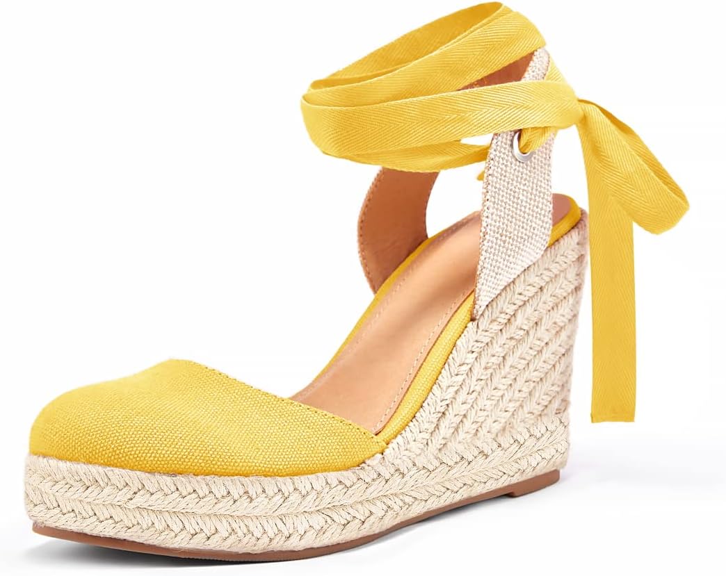 Ermonn Womens Espadrilles Wedge Sandals for Summer Style