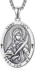 ADMETUS 925 Sterling Silver Saint Lucy Medal Necklace - Protective