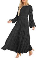 Women's Floral Smocked A-Line Tiered Maxi Dress - Flowy Elegant Fit