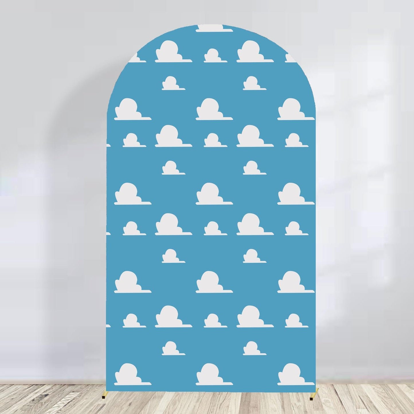 Arch Backdrop Cover Blue Sky White Clouds for Kids Birthday Decor
