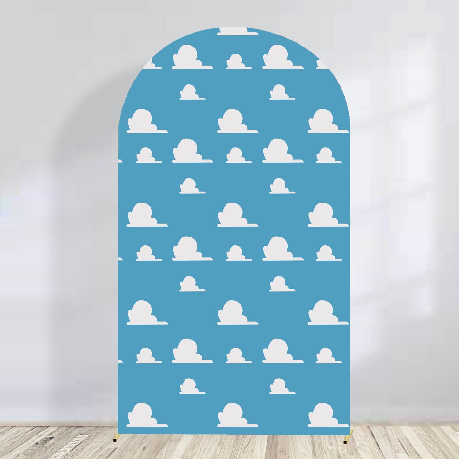 Arch Backdrop Cover Blue Sky White Clouds for Kids Birthday Decor