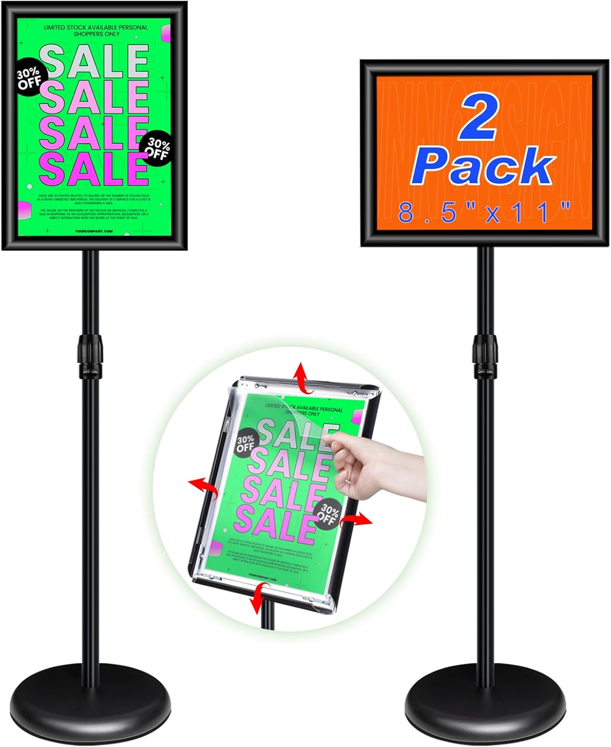 Adjustable Pedestal Sign Holder Stand for Indoor and Outdoor Use