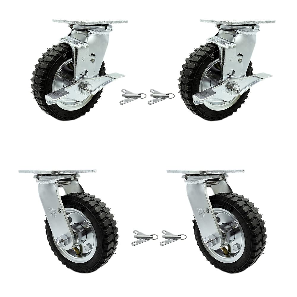 6 Inch Swivel Casters Set of 4 - Heavy Duty Rubber Wheels