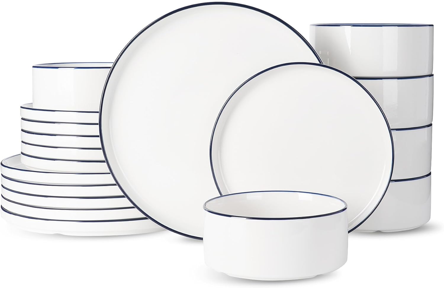 Famiware Porcelain Dinnerware Set - 18-Piece Modern Tableware