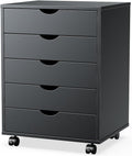 5 Drawer Chest Mobile Storage Cabinet Small Wooden Dresser - Compact