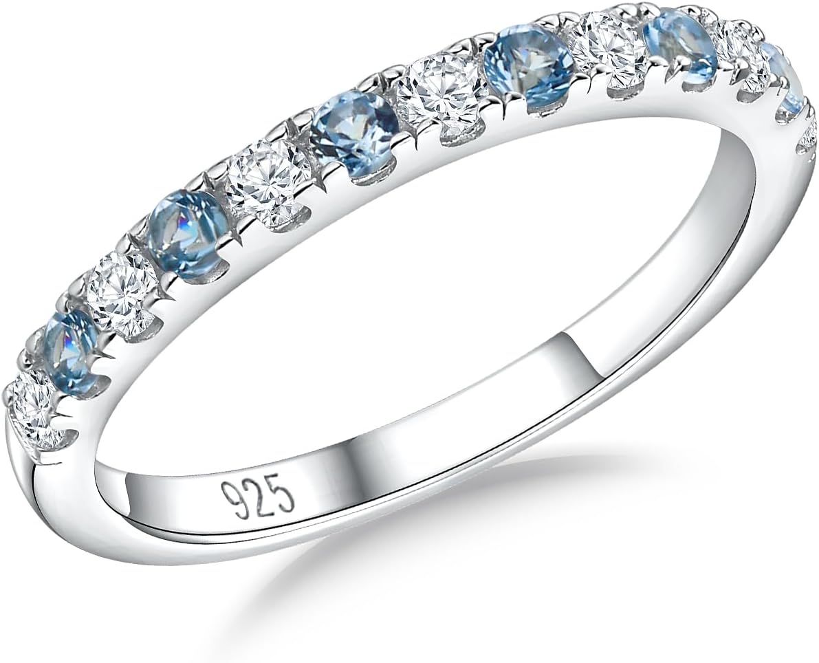Birthstone Rings Eternity Band in 925 Sterling Silver for Women