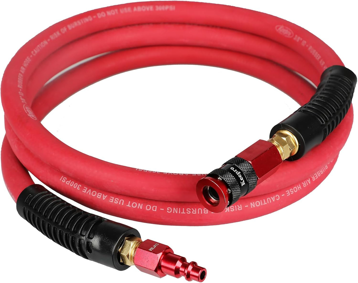 Durable 6ft Rubber Air Hose | 3/8 ID, 300 PSI, Universal Aluminium Quick Coupler | Keepro