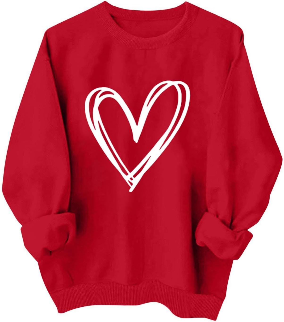 Heart Print Long Sleeve Oversized Sweatshirt
