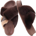 KuaiLu Women's Fuzzy Cross Band Platform Slippers for Comfort