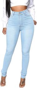 KUNMI Womens Classic High Waisted Skinny Stretch Jeans - Slim Fit