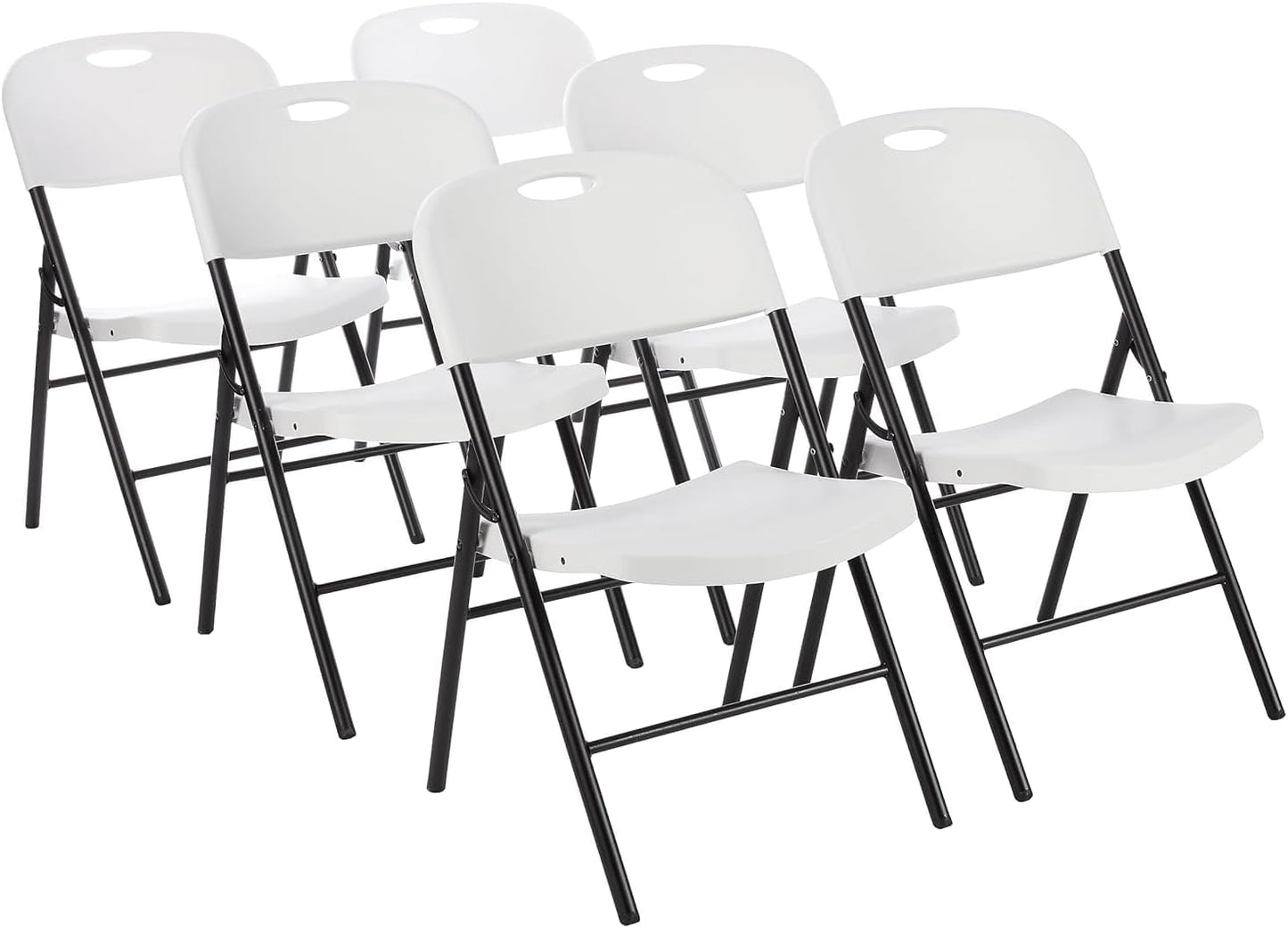 6-Pack White Folding Chairs, 350lb Capacity