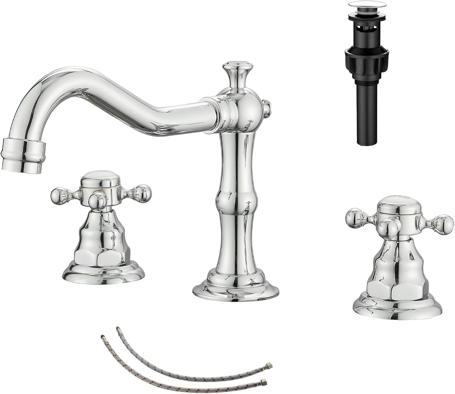 GGStudy 2 Handles Widespread Bathroom Sink Faucet with Drain