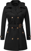 US Women's Trench Coat Double-Breasted Slim Overcoat (Style QKR2)