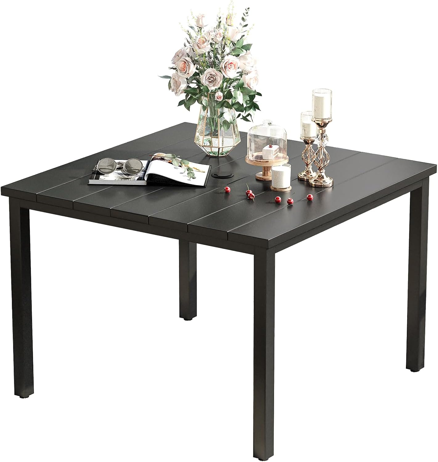 VICLLAX 40.2 in Square Patio Dining Table for Outdoor Use