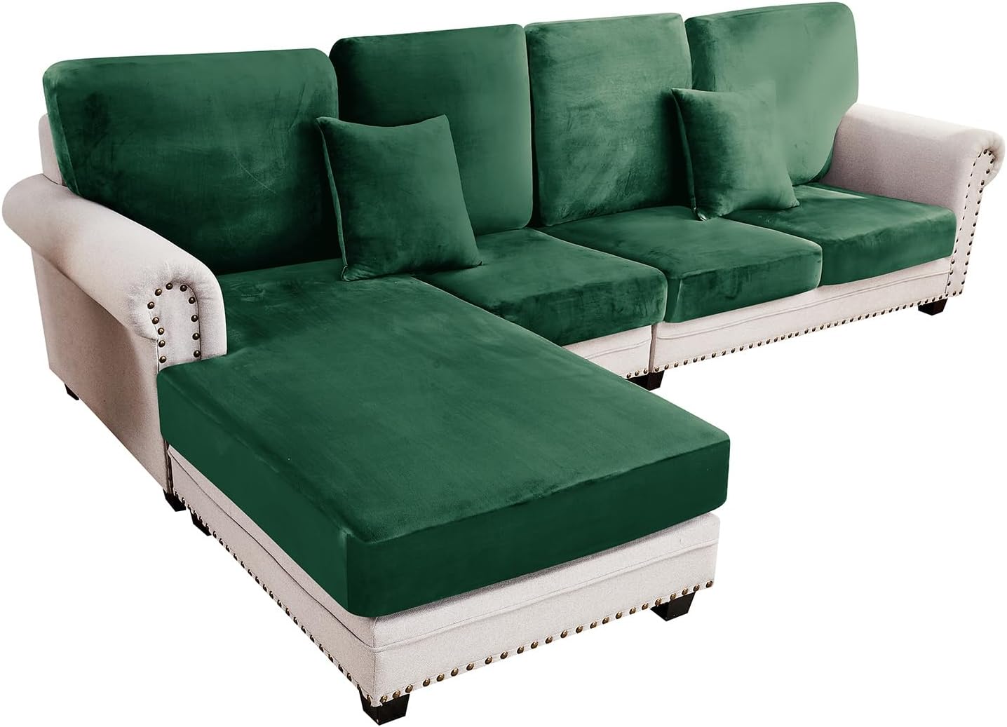 Couch Cover 4-Piece Velvet Cushion Covers for L-Shaped Sofas