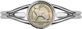 Authentic 1928-1968 Irish 3 Pence Coin Silver Plated Cuff Bracelet
