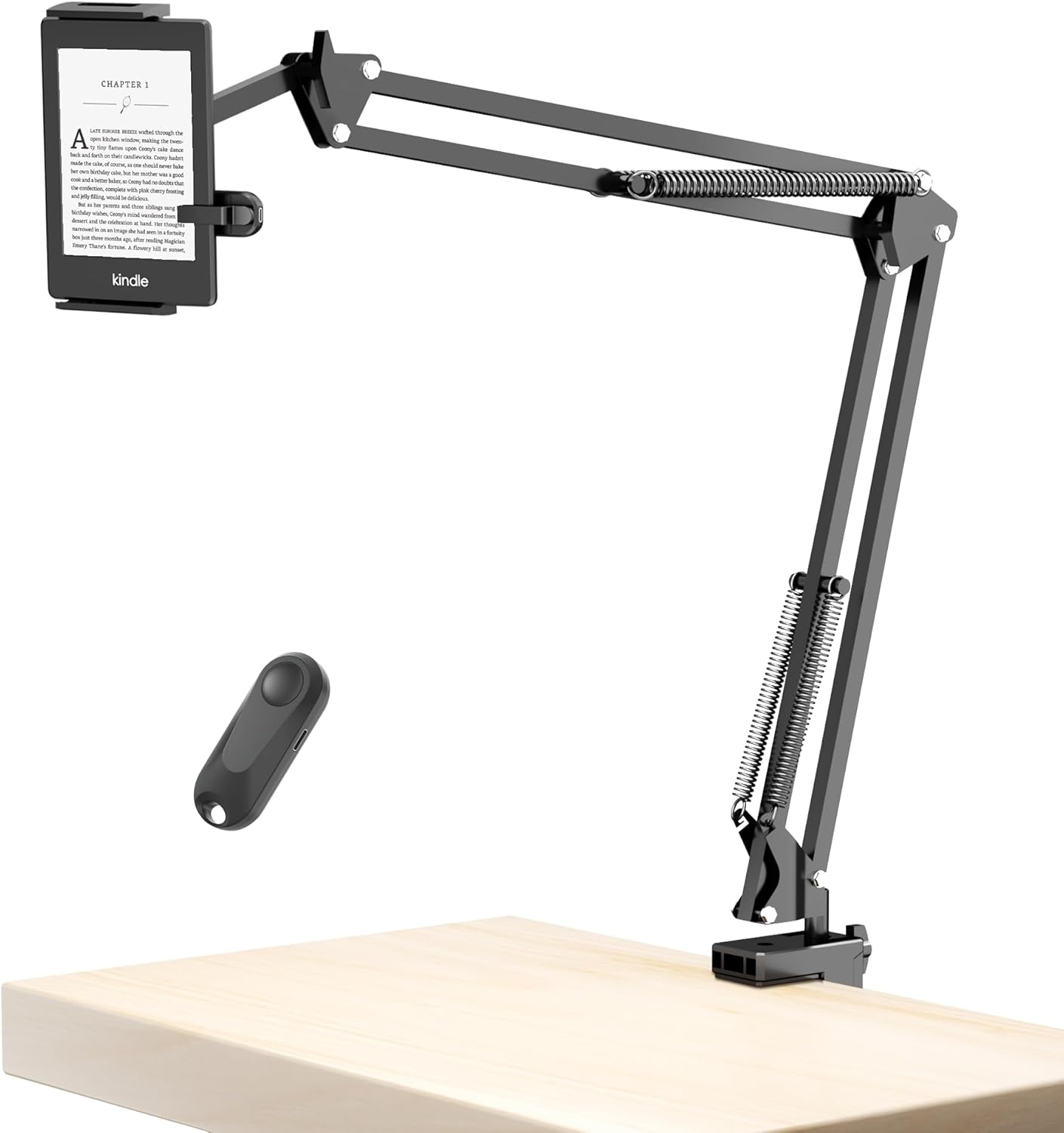 Metal Bedside Tablet Holder with Remote Page Turner for Readers
