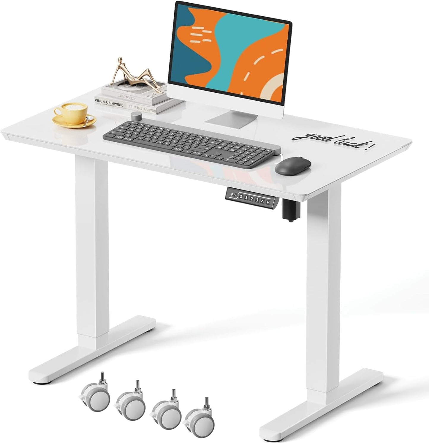 JOY worker Small Glass Standing Desk for Home Office Use